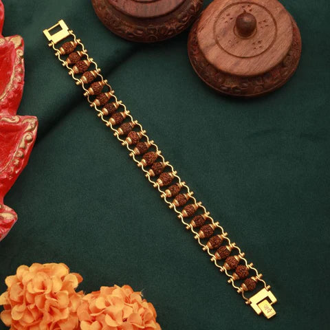 Gold Plated Modern Rudraksha Bracelet