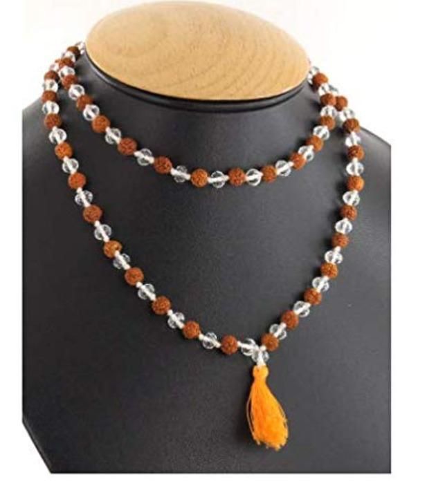 Sphatik and Rudraksha Mala - 108+1 Beads